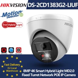 Hikvision DS-2CD1383G2-LIUF 8MP ColorVu Smart Hybrid Light POE IP Camera MD 2.0 Human Vehicle Detect MIC SD Slot IP67 CCTV IPC