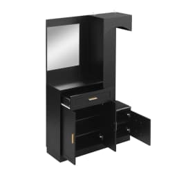 PINGGO Modern Compact Wardrobe with Shoe Cabinet Combination Entrance Closet Multifunctional Storage Rack with Mirror for Home