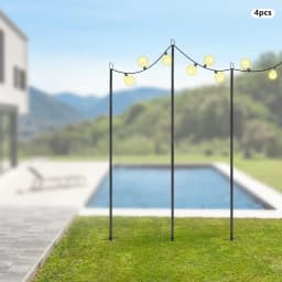 4 Pieces Black Outside Hanging Light Poles, Patio Lighting Stand 3m/10ft, To Hang Patio Lights, Flags, Wind Chimes, Mason Jars