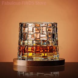 Tumbler Whiskey Glass with Base Crystal Whiskey Glasses Rotating Spinning Wine Brandy Glass Cup Drinkware for Bar Home