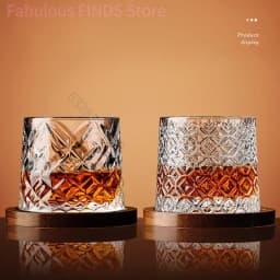 Tumbler Whiskey Glass with Base Crystal Whiskey Glasses Rotating Spinning Wine Brandy Glass Cup Drinkware for Bar Home