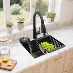 Kitchen Sink, 45 X 40 Cm, Stainless Steel, Retractable, 360 °, W/ Drain Basket + Soap Dispenser for Kitchen, Undercarriage Sink