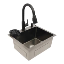 Kitchen Sink, 45 X 40 Cm, Stainless Steel, Retractable, 360 °, W/ Drain Basket + Soap Dispenser for Kitchen, Undercarriage Sink