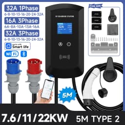 JNTAFEV 11KW 16A Type 2 EV Charger 32A 7.6KW/22KW Electric Car Charger 1/3Phase Car Charging Station Wallbox WiFi APP Control