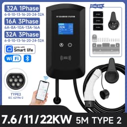 JNTAFEV 11KW 16A Type 2 EV Charger 32A 7.6KW/22KW Electric Car Charger 1/3Phase Car Charging Station Wallbox WiFi APP Control