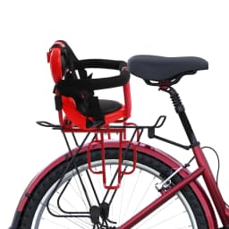 Kids Rear Bike Seat,6 Months-6 Years Red Padded Leather Steel Frame,Safety Harness U-Guardrail with Footrests for Most Bicycles