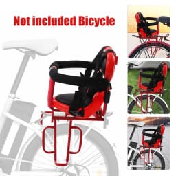 Kids Rear Bike Seat,6 Months-6 Years Red Padded Leather Steel Frame,Safety Harness U-Guardrail with Footrests for Most Bicycles