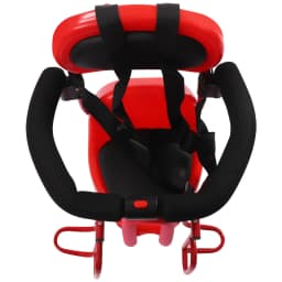 Kids Rear Bike Seat,6 Months-6 Years Red Padded Leather Steel Frame,Safety Harness U-Guardrail with Footrests for Most Bicycles