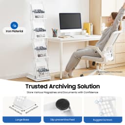 4 Tiers Foldable Magazine Rack Iron Literature Display Stand 5kg Load Iron Folding Information Rack Newspaper for Schools/Office