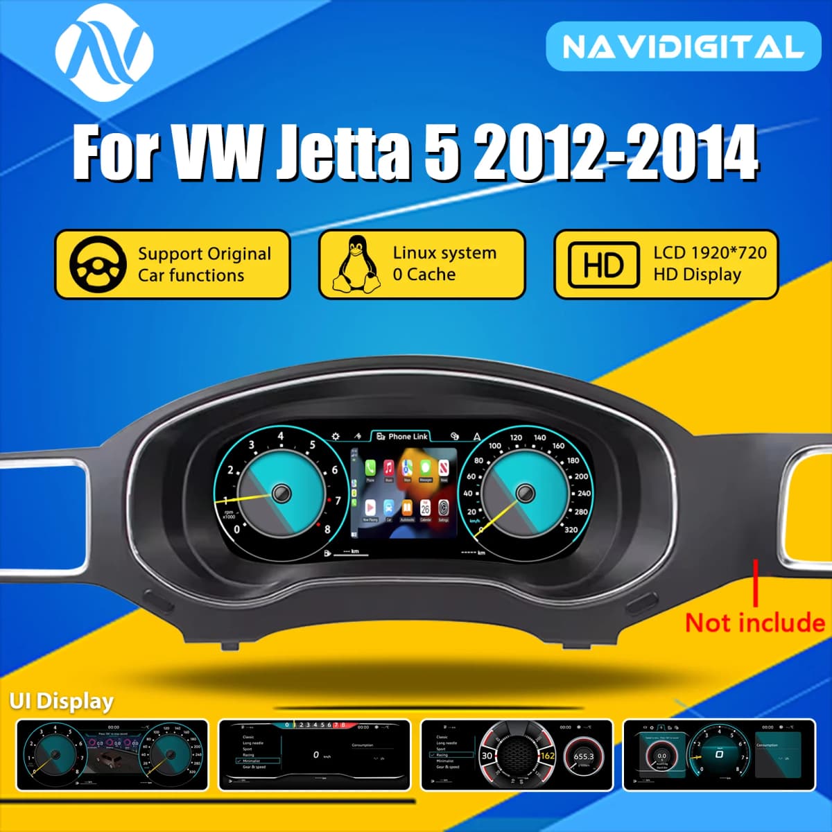 Dashboard Digital Cluster For VW Jetta 5 2012-2014 years Virtuele Cockpit Speedometer Instrument Panel