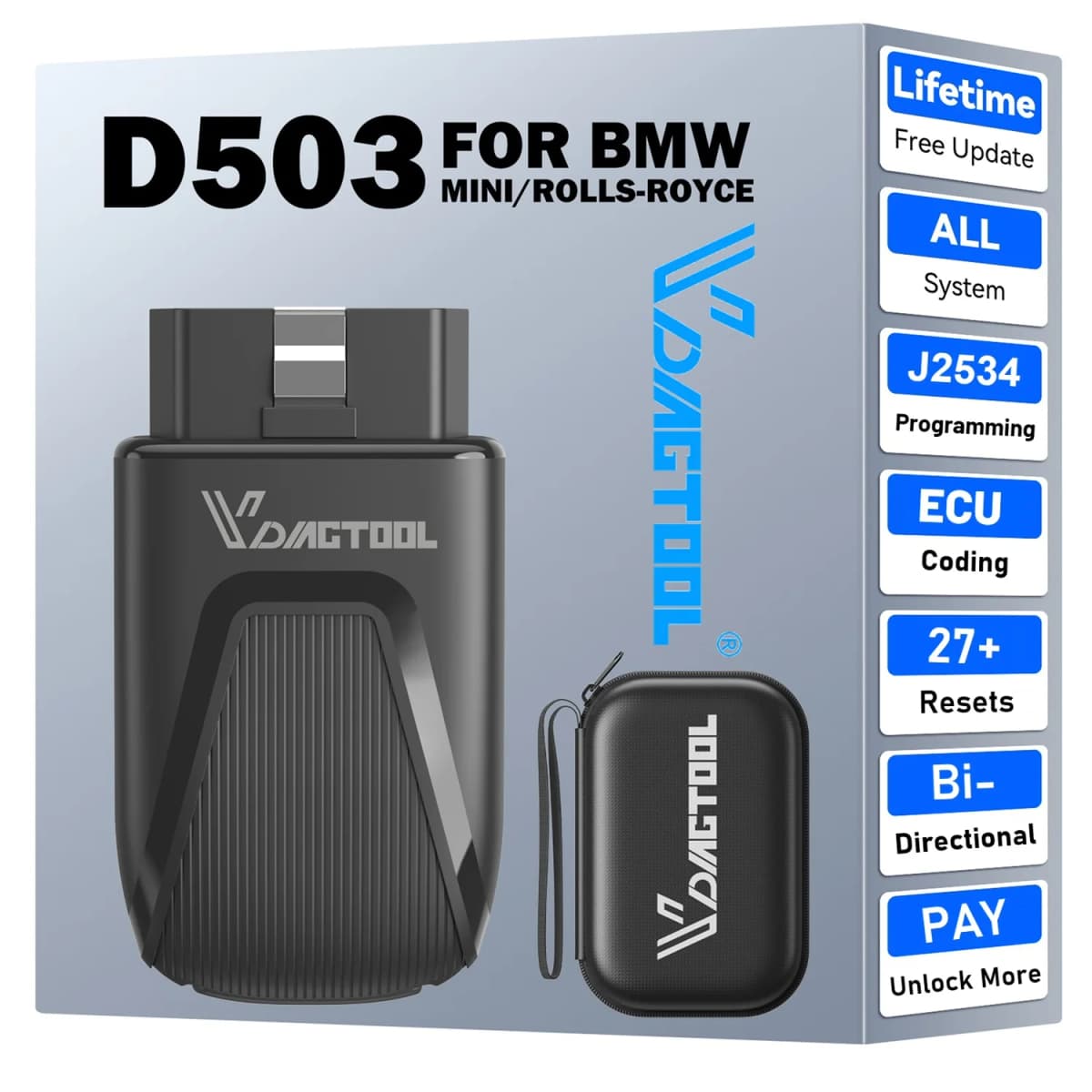 VDIAGTOOL D503 For BMW Automotive Scanner Car Diagnostic Tools ECU Coding Scanner 25+ Resets All Functions Lifetime Free Update