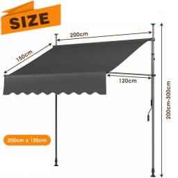 Patio Awning Retractable Awning Sunshade Shelter with Manual Crank Handle , Outdoor Yard Canopy Sunsetter Deck UV50+ Sun Shade