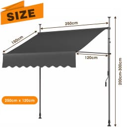 Patio Awning Retractable Awning Sunshade Shelter with Manual Crank Handle , Outdoor Yard Canopy Sunsetter Deck UV50+ Sun Shade