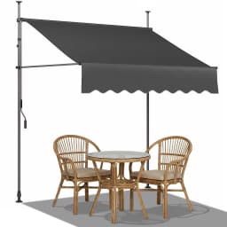 Patio Awning Retractable Awning Sunshade Shelter with Manual Crank Handle , Outdoor Yard Canopy Sunsetter Deck UV50+ Sun Shade