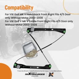 Front Right Window Regulator for VW Golf 2003-2008 Hatchback 1K5837462B