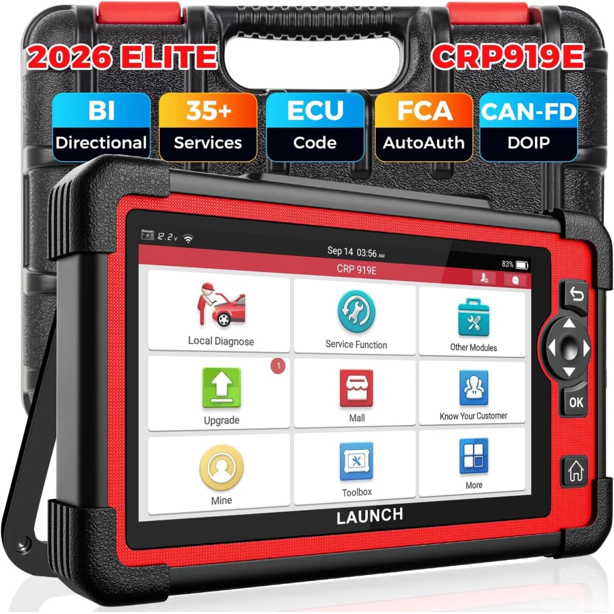 LAUNCH X431 CRP919E OBD2 Scanner, 2026 Bidirectional Scan Tool as CRP919EBT, CANFD/DoIP/FCA SGW, ECU Code, 35+ Service,