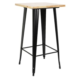Square High Table in Wood and Steel (60X60Cm) - Black/Natural Wood Color