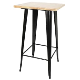Square High Table in Wood and Steel (60X60Cm) - Black/Natural Wood Color