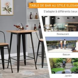 Square High Table in Wood and Steel (60X60Cm) - Black/Natural Wood Color