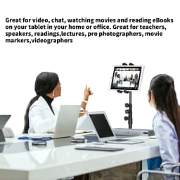 Tablet Tripod Floor Stand 55-145cm Adjustable for iPad iPhone 4.7-12.9 Inch, Foldable Portable Holder for Video, Live, Reading