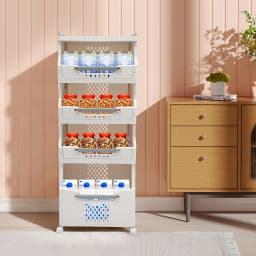 4 Tier Folding Laundry Basket with Wheels Large Capacity Foldable Dirty Clothes Hamper Storage Organizer for Bathroom Bedroom