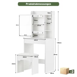 Dressing table set with stool, cosmetics table with 1 sliding mirror, drawers
