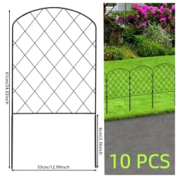 No-Dig Metal Landscape Fence - 10-Pack 60x33cm Decorative Fence for Flower Bed/Yard/Animal Protection