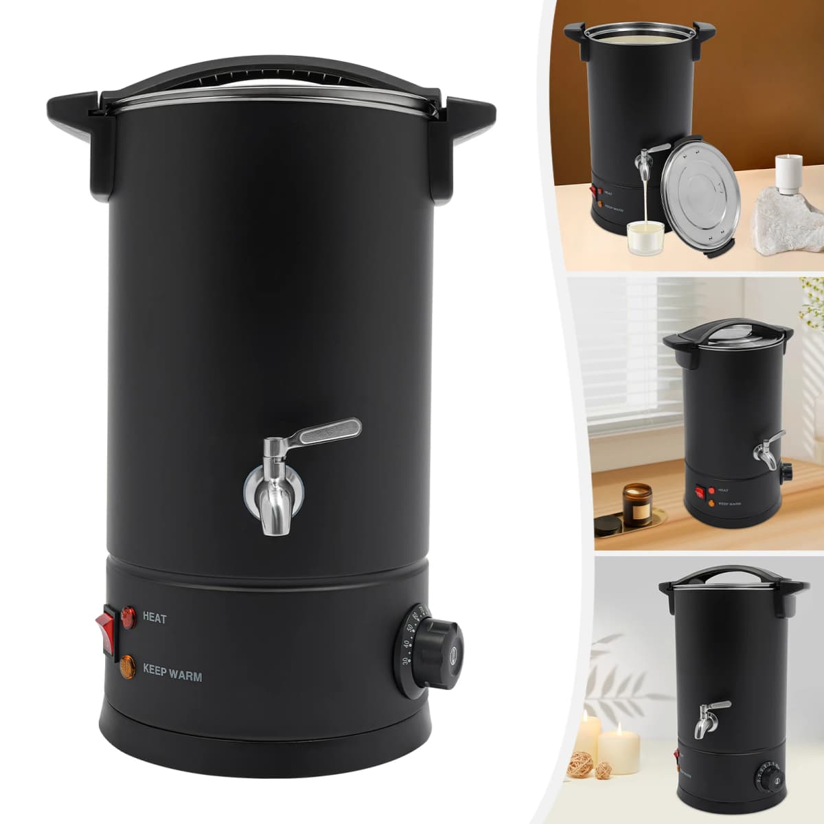 10L 1800W Electric Stainless Steel Wax Melt Kit Temperature Control Wax Melter for Candle Making Large Electric