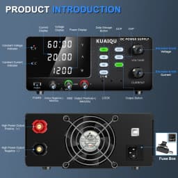 KUAIQU 1200W 60V 20A Digital DC Power Supply Computer-Controlled Via USB OVP/OCP/Output Advanced Preset Memory for Aging Test