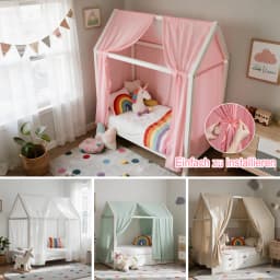 Bunk Bed Canopy 1/2-Piece Muslin Bunk Bed Canopy, Fabric Canopy for Bunk Beds Suitable for Bed Canopy, Bedroom Decoration