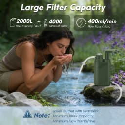 Men Portable with Pump 0.01 Micron Filtration Emergency Drinking Water Purification Prepper Gear Travel Water Filtration System