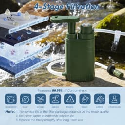Men Portable with Pump 0.01 Micron Filtration Emergency Drinking Water Purification Prepper Gear Travel Water Filtration System