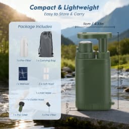 Men Portable with Pump 0.01 Micron Filtration Emergency Drinking Water Purification Prepper Gear Travel Water Filtration System