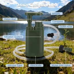 Men Portable with Pump 0.01 Micron Filtration Emergency Drinking Water Purification Prepper Gear Travel Water Filtration System