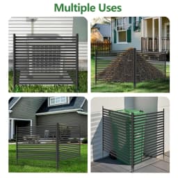 No-Dig Outdoor Privacy Screen Fence Kit, Rustproof 3-Panel 9FT Freestanding Metal Enclosure for AC Units, Pool Equipment, Trash