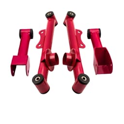 Upper & Lower Rear Tubular Control Arms for Ford Mustang 79-04 Brand New Red w/ Bushings