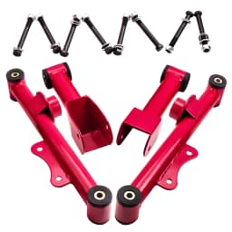 Upper & Lower Rear Tubular Control Arms for Ford Mustang 79-04 Brand New Red w/ Bushings