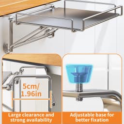 Stainless Steel Foldable Countertop Shelf for Kitchen Bathroom No-drill Hanging Cabinet Door Extension Storage Auxiliary Table