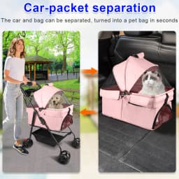 Foldable stroller for animals folding trolley for dog cat cup holder storage basket included wheels with brake fabric 600D Oxford steel 72x50x95 cm gray/black/blue/pink/Green