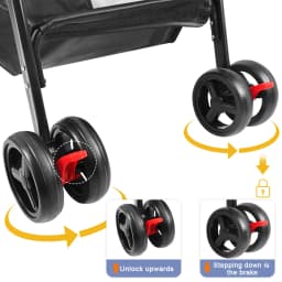 Foldable stroller for animals folding trolley for dog cat cup holder storage basket included wheels with brake fabric 600D Oxford steel 72x50x95 cm gray/black/blue/pink/Green