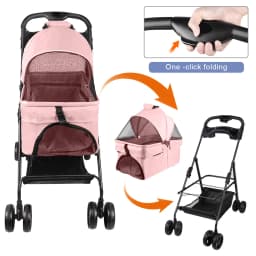 Foldable stroller for animals folding trolley for dog cat cup holder storage basket included wheels with brake fabric 600D Oxford steel 72x50x95 cm gray/black/blue/pink/Green