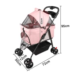 Foldable stroller for animals folding trolley for dog cat cup holder storage basket included wheels with brake fabric 600D Oxford steel 72x50x95 cm gray/black/blue/pink/Green