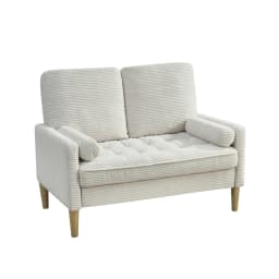 2-Seater Corduroy Sofa Compact Fabric Couch with Thick Padded Cushions Upholstered Small Sofa for Living Room Apartment Bedroom