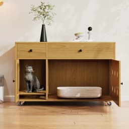 Cat litter box cabinet (mobile litter box) – Cat cabinet/cat house with removable sand drain plate, odor-insulated