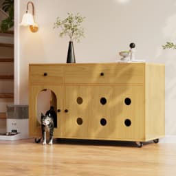 Cat litter box cabinet (mobile litter box) – Cat cabinet/cat house with removable sand drain plate, odor-insulated