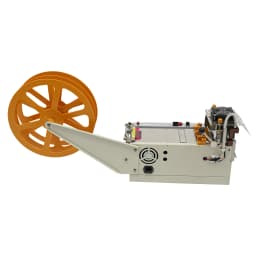 Webbing Cutting Machine, Automatic Hot and Cold Tape Cutter, Automatic Ribbon Belt Fabric Cutter w/ 3 Clamping Trays