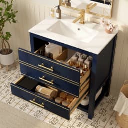 Freestanding Bathroom Vanity with Ceramic Sink High Quality Painted MDF Board Bathroom Storage Furniture No Faucet and Drain