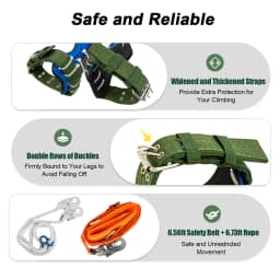 Tree Climbing Gear with 2-Pronged Foot Pegs Safety Belt Rope Tree Climbing Tools for Practicing Tree Climbing