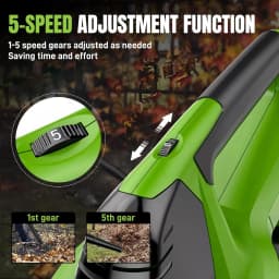 Cordless Electric Leaf Blower 5 Speed Modes Handheld Cordless Leaf Blowing Blower Garden Tool 2 Battery