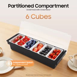 6 Compartments Fruit Tray Seasoning Dispenser, Caddy Storage Box Dispenser Stainless Steel Ingredient Container, for Bar Home